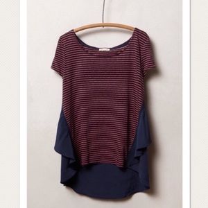 Anthropologie Meadow Rue Sideswing Stripe Tee